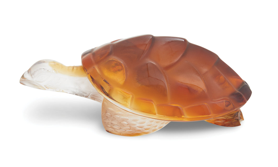 Lalique Molded Amber Glass Turtle