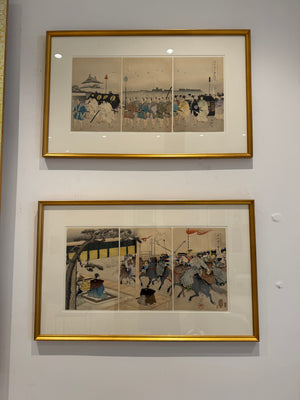 Chikanobo Japanese Wood Block Pair of Prints, Meiji Era