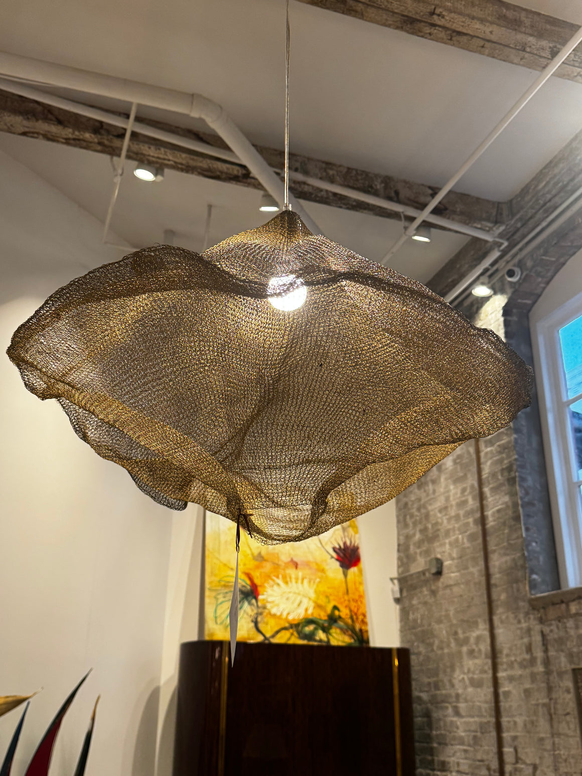 Sculptural Modern Parisian Mesh Metal Chandelier