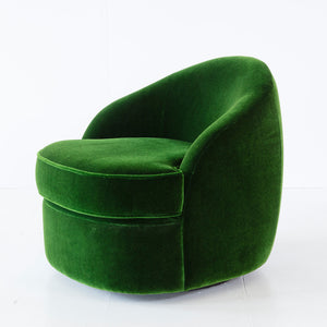 Pair of India Mahdavi Botero Swivel Chairs for Ralph Pucci in Silk Upholstery